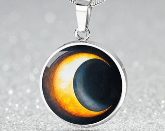 Partial Eclipse Gifted Jewelry for Her | Solar Eclipse Necklace | Sun Moon Jewellery Bracelet |  Eclipse Keychain | Personalized Gift 4 Her