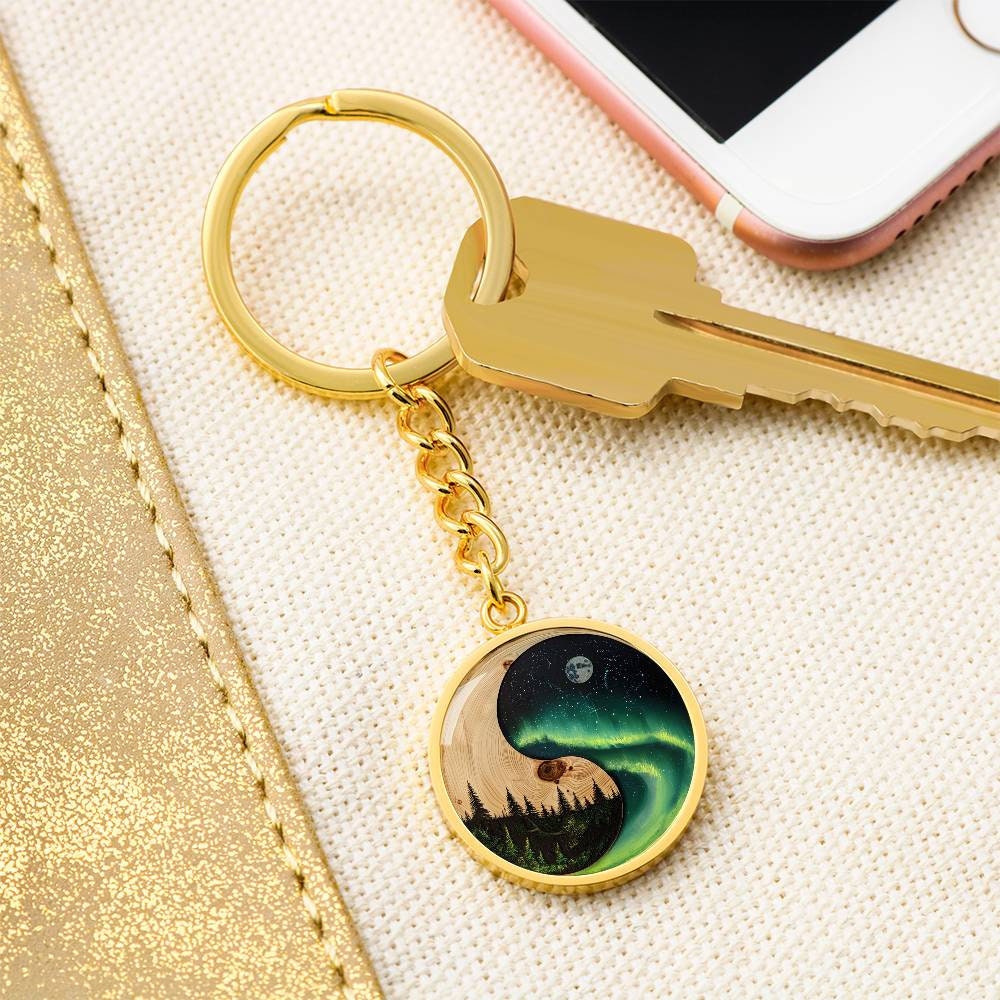 Yin Yang Aurora Borealis Pendant Necklace Custom | Engraved