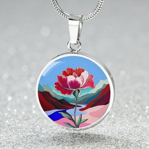 Personalized Carnation January Birth Month Necklace Gift 4 Her | Carnation Necklace Gift Charm Pendant Necklace, Bracelet, Keychain 4 Nature