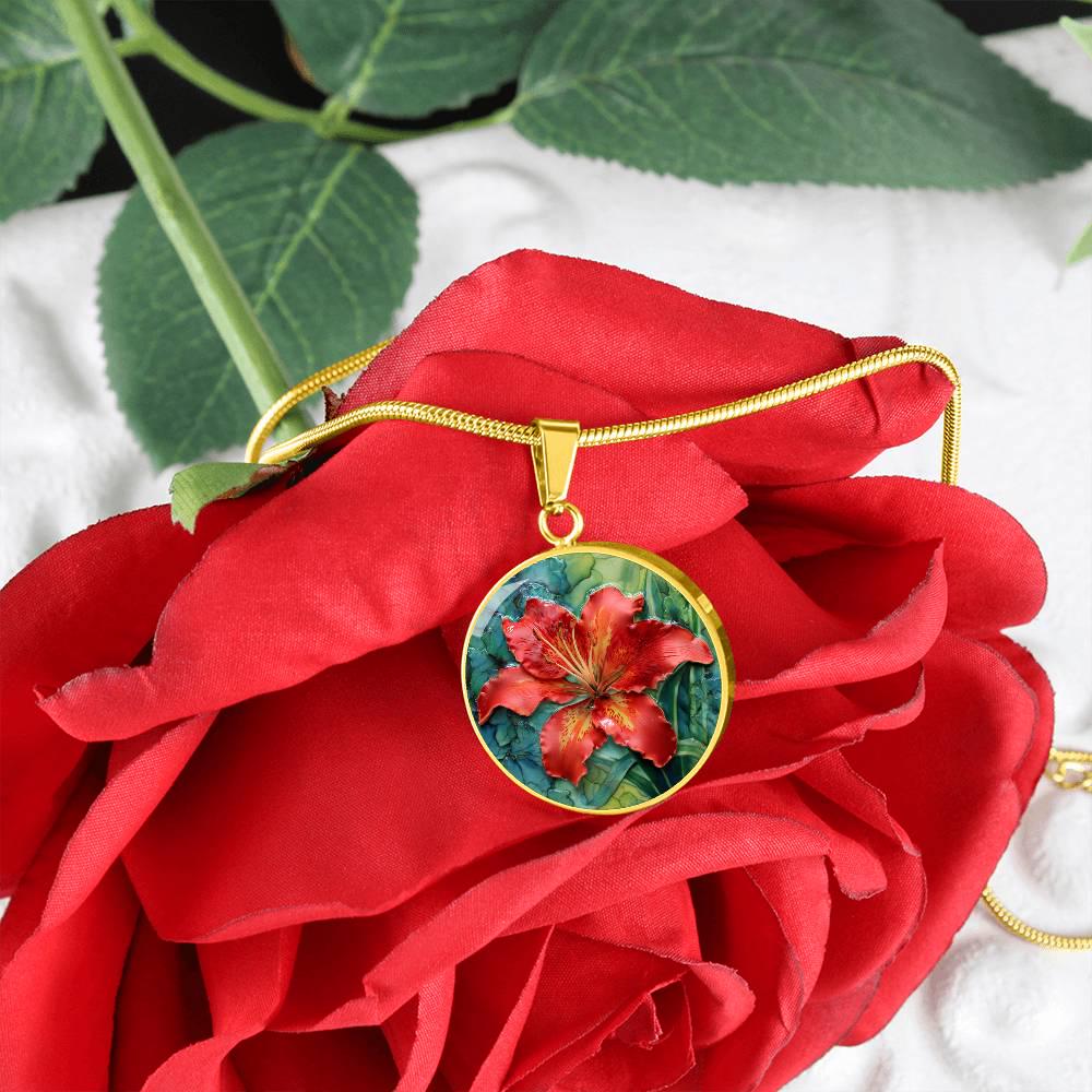 July Birth Flower Tiger Lily Jewelry Gift for Her | Red Floral