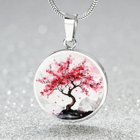 アクセサリー Sakura Sakura Cherry Blossom Tree Necklace | Japanese Pink Cherry Blossom