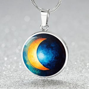 Partial Solar / Lunar Eclipse Necklace Personalized-Gift-For-Her | Celestial Necklace Gift | Sun Moon Jewellery Bracelet |  Eclipse Keychain