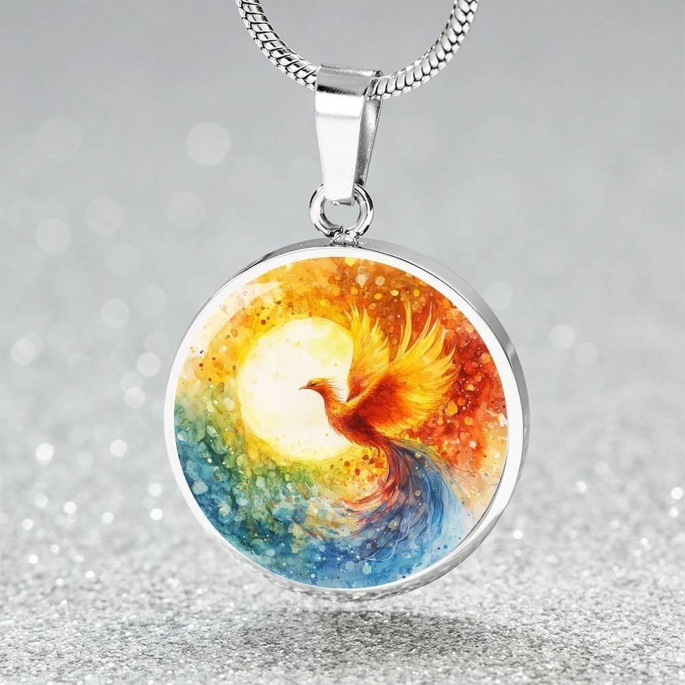 Silver Phoenix Pendant Necklace - Handcrafted Glass Charm With Custom Picture Option, 22 Inch Chain - View #6