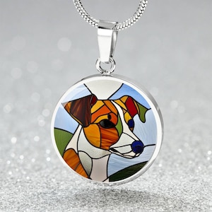 Personalized Jewelry Gift for Jack Russell Dog Mom Engraved Necklace Pet Remembrance Charm Bracelet Jack Russell Stained Glass Keychain