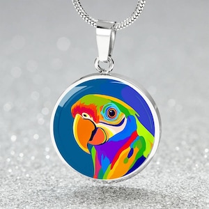 Fun Parrot Pendant Necklace Gift-for-Her | Parakeet Jewelry BirthdayPresent | Budgie Bracelet 4 Girlfriend | Bird Lover Keychain Gift 4 Him