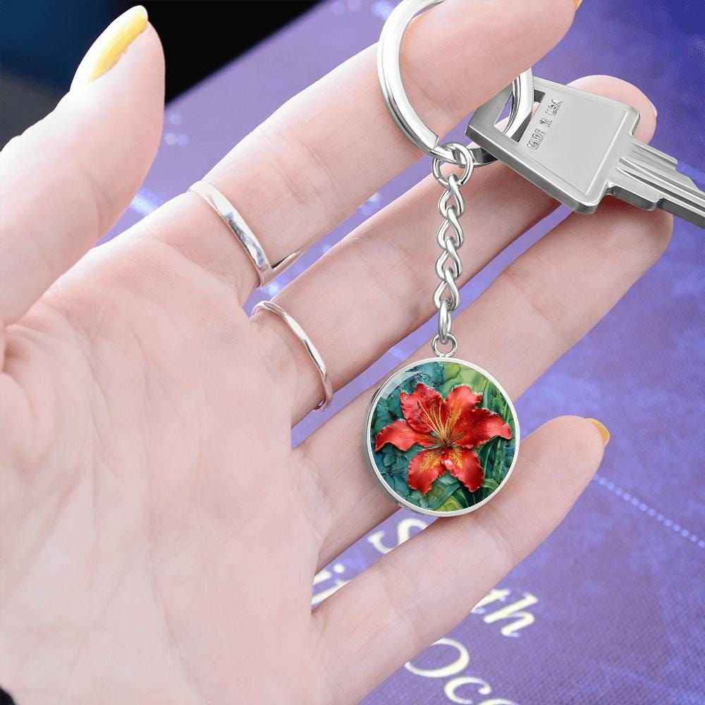July Birth Flower Tiger Lily Jewelry Gift for Her | Red Floral