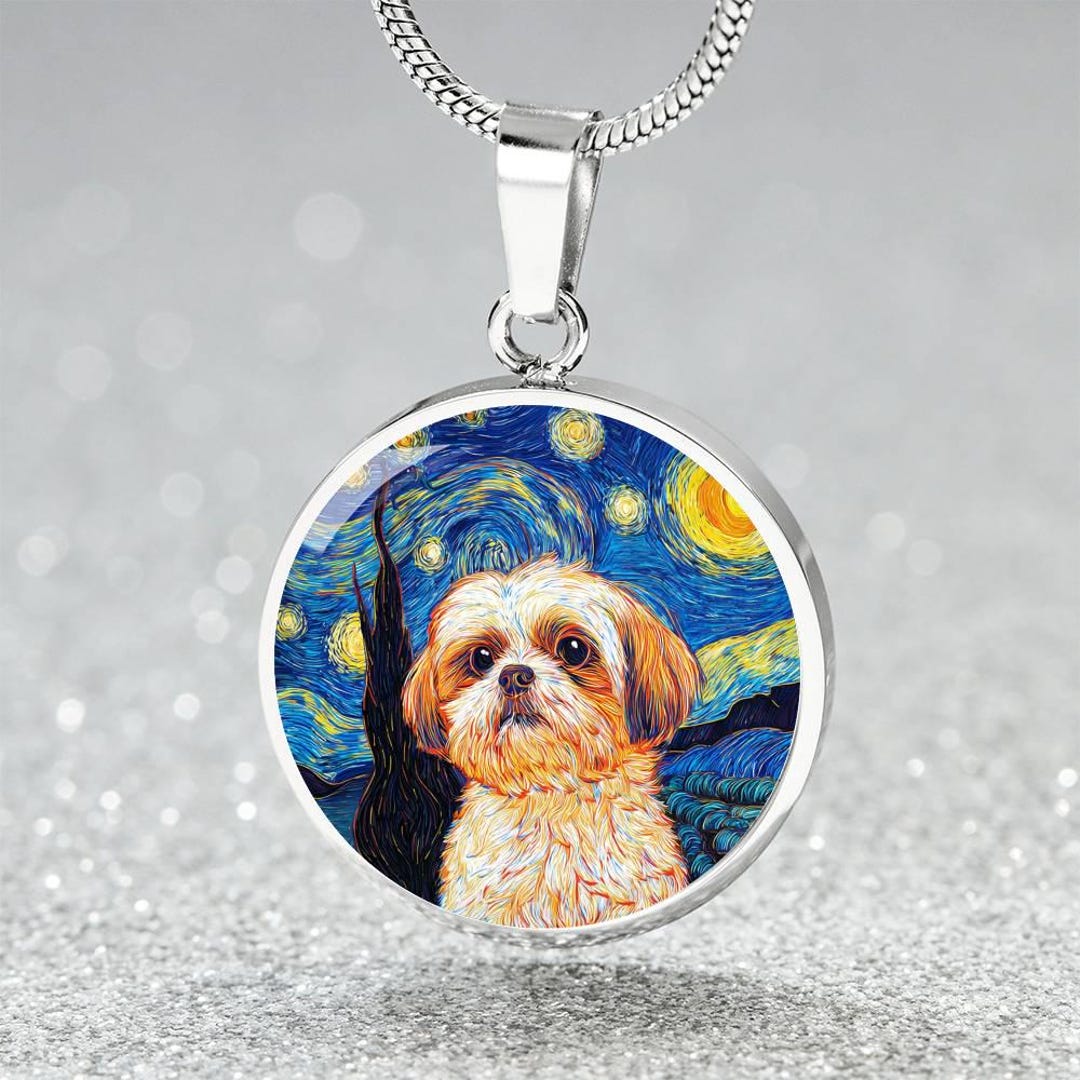 Starz Design Shih Tzu Dog Starry Night Jewelry Gift | Whimsical Pendant Necklace ...