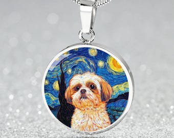 星空模様のシーズー腕時計：黒革バンド、犬好きへのギフト - Etsy 日本