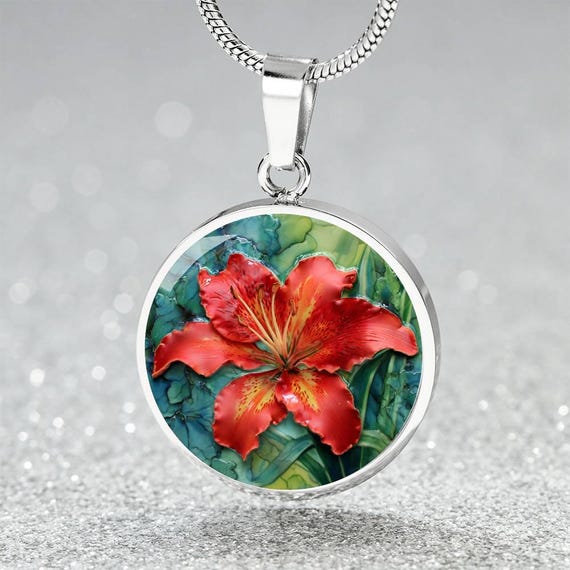 Tiger Lily Pendant Necklace Lily Flower Jewelry Dainty Water Lily Necklace  Philadelphia Museum Of Art Store