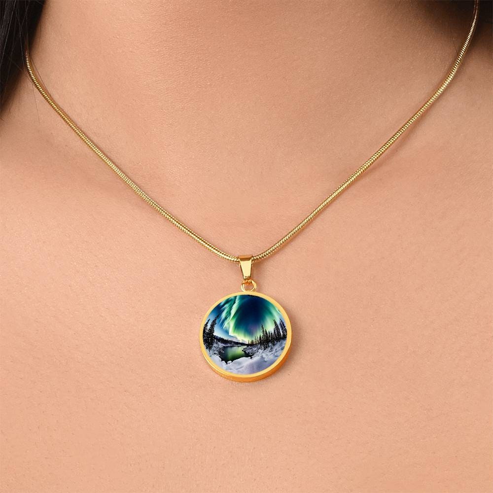 Mountain Northern Lights Necklace Gift 4 Her Engraved Aurora