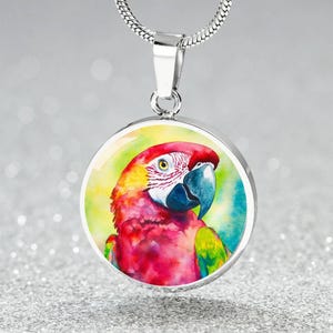 Watercolor Budgie Pendant Necklace Gift 4 Her | Fun Parakeet Jewelry Gift 4 Friend | Parrot Bracelet 4 Girlfriend | Bird Lover Keychain Gift