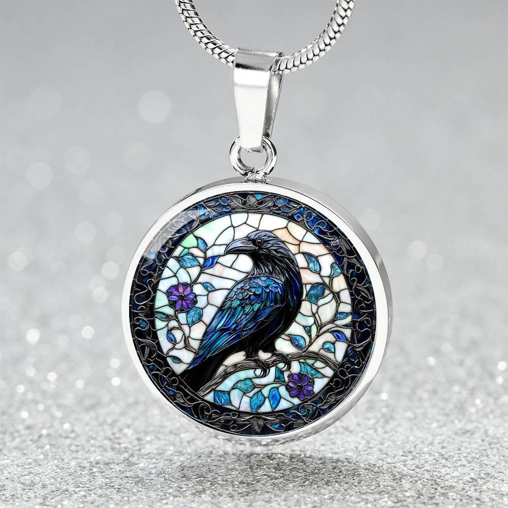Unique Black Raven Crow Necklace Faux Stained Glass Spirit Animal Bracelet Gift 4 Best Friend BlackBird Goth Keychain Good Luck Gifts