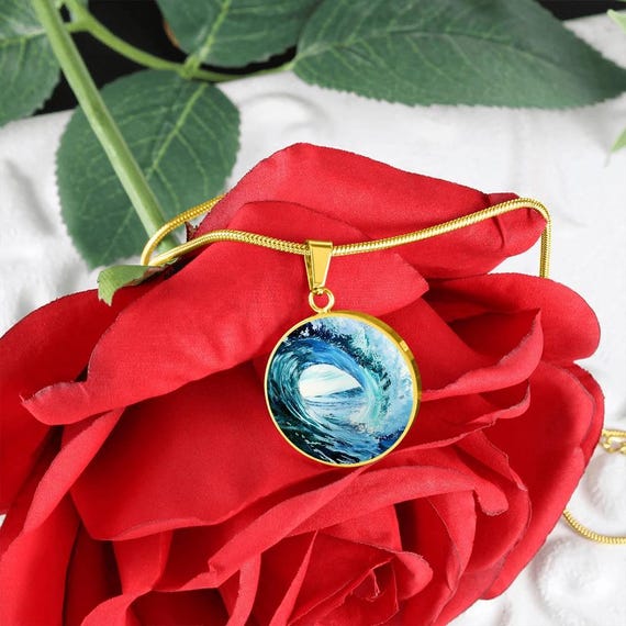 Ocean Wave Surfing Jewelry Engraved | Personalized Surfer Girl