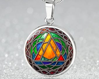 AAA Necklace Sobriety Gift 4 Her| Stained Glass Sobriety Token Jewelry | Alcoholics Anonymous Bracelet | Sobriety Keychain Recovery Support
