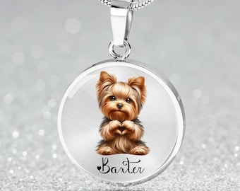 ヨークシャーテリアネックレスペンダント - ヨーキー犬の名前入り