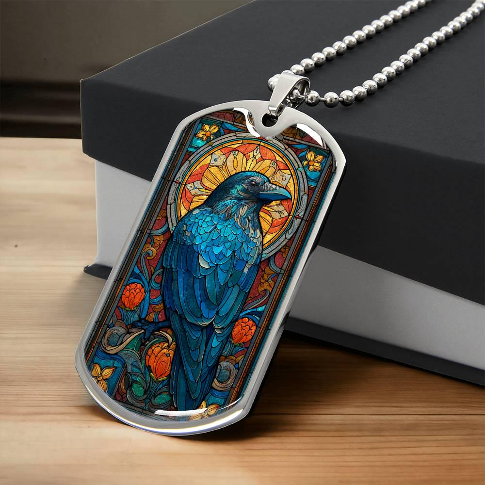Raven Male Necklace or Keychain Dog Tag Style | Gothic Crow Bird