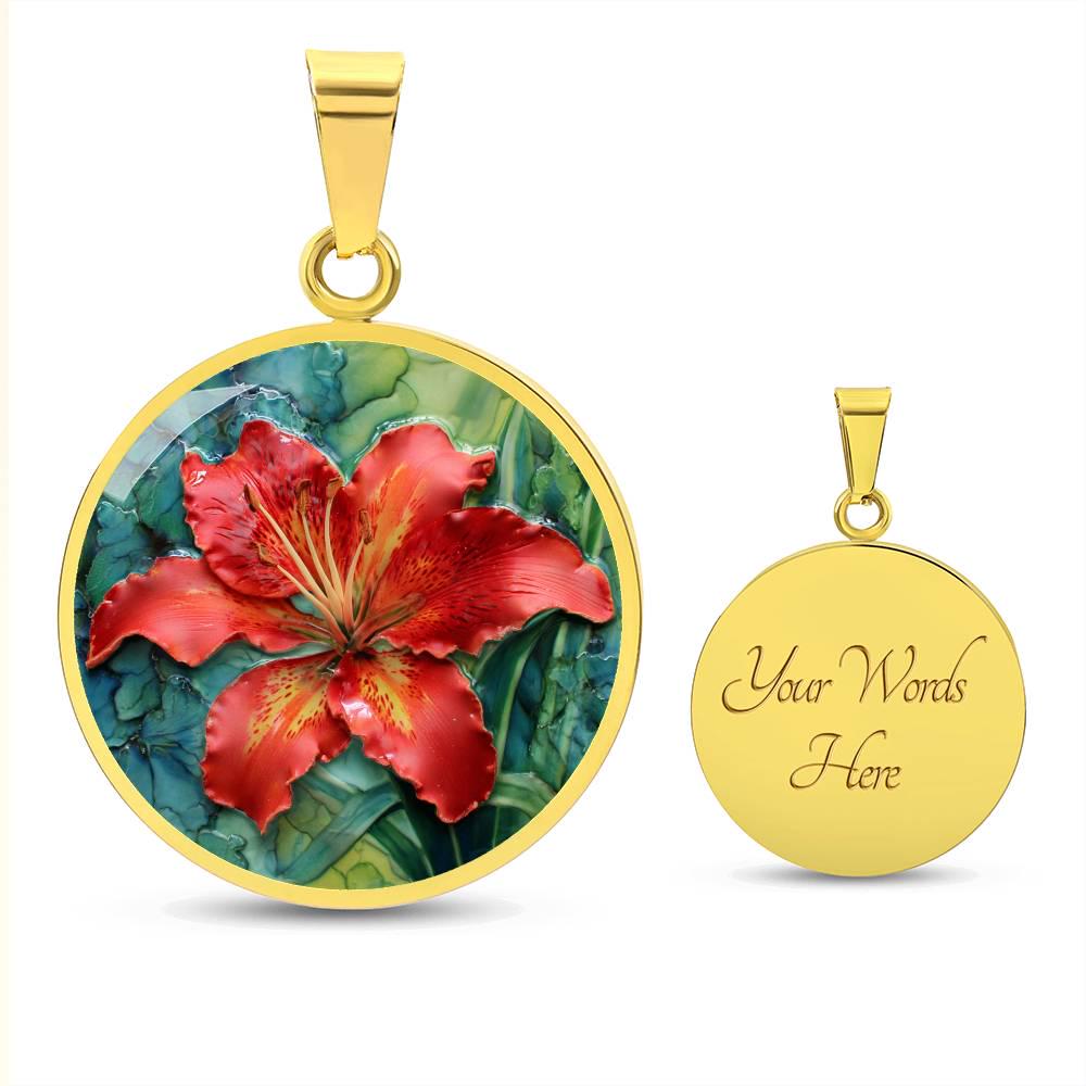 July Birth Flower Tiger Lily Jewelry Gift for Her | Red Floral