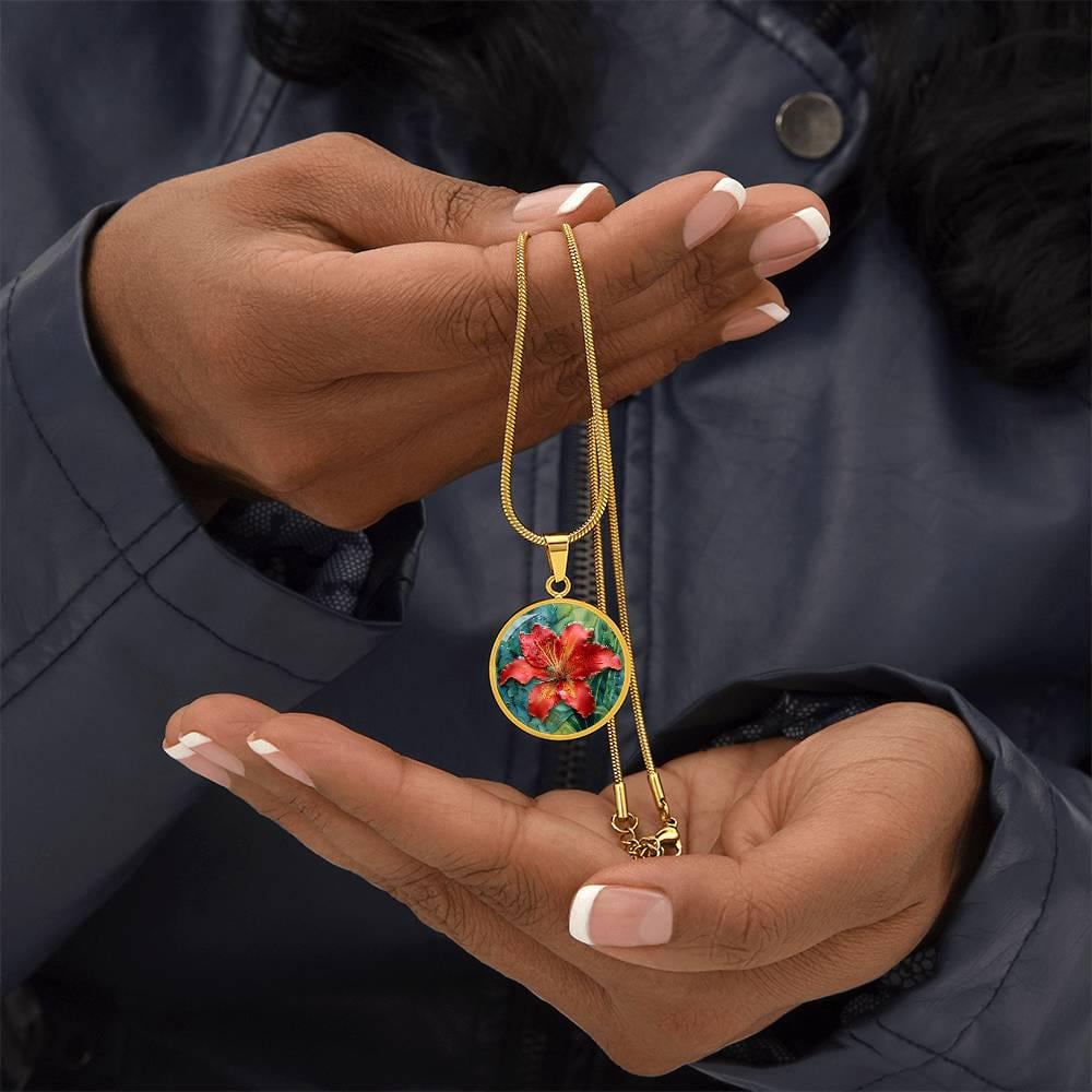 July Birth Flower Tiger Lily Jewelry Gift for Her | Red Floral