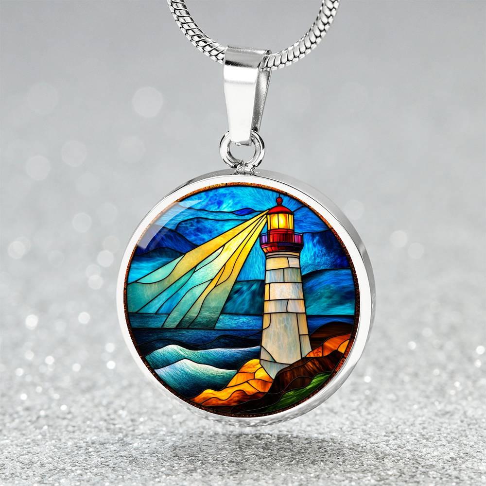 Beacon of Hope Stained Glass Jewelry Gift for Graduate | LightHouse New Beginnings Bracelet |  Coastal Necklace Retirement Gift | Keychain