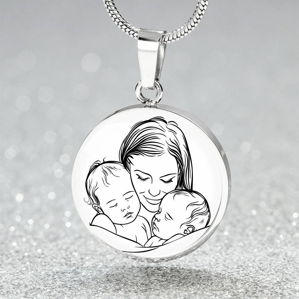 Custom Mother & Twins Minimalist Necklace | Mom and Two Kids