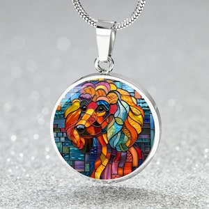 Personalized Jewelry Gift for Poodle  Dog Mom Engraved Necklace Pet Remembrance Charm Bracelet Poodle Stained Glass Keychain for Dog Lover