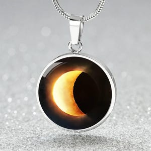 Solar Eclipse Partial Necklace Personalized-Gift-For-Her | CelestialNecklace Custom-Gift | Sun Moon Jewellery Bracelet |  Eclipse Keychain