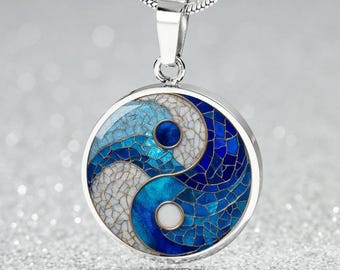Blue & White Balance Jewelry | Yin Yang Necklace, Bracelet or Keychain | Bold Spiritual Balance Accessory | Spiritual Harmony Symbol Jewelry