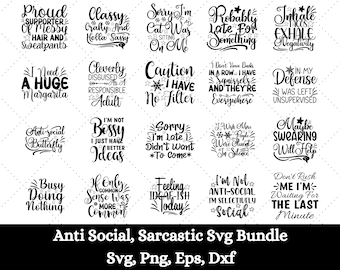 Antisocial Svg-paket, Sarkastisk svg-paket, sarkastiskt citat svg, roligt citat svg, fräckt citat svg, introvert citat svg, sarkastiskt talesätt