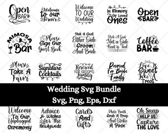 Bröllop SVG-paket, Bröllopsskyltar Svg-paket, Bröllopsskylt Svg, Bröllopssvg, Välkommen till vårt bröllop Svg Png Dxf Eps, Äktenskapssvg,