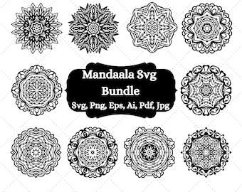 Mandala Svg Bundle, Mandala Designs, SVG & PNG files, Cricut svg, Silhouette cut files, Sublimation design svg - png, Mandala Svg