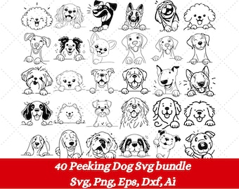 40 Peeking Dogs Svg Bundle, Playful Dog Svg, Peeking Dog Silhouette Svg, Peeking Dog Clipart, Peeking Dog Svg Files For Cricut, Dog Svg