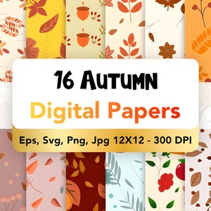 fall autumn digital paper patterns design, Printable Fall Paper, Rustic Autumn Ephemera,  Download Junk Journal, Scrapbooking, Card Making