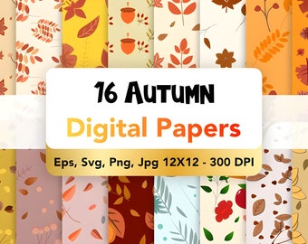 fall autumn digital paper patterns design, Printable Fall Paper, Rustic Autumn Ephemera,  Download Junk Journal, Scrapbooking, Card Making