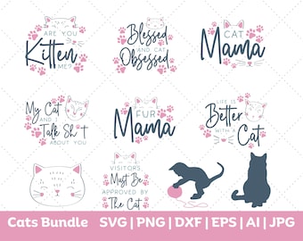 cute cat svg bundle, funny cat svg bundle, cat silhouette, kitten svg, cats lover svg, cats svg, kitty svg, Cut File Cricut, Silhouette, png