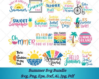 Summer SVG Bundle, Beach Svg, Summertime Svg, Retro Summer SVG Bundle, Vacation Svg, Summer Cut Files, Cricut, Png, Beach Shirt Svg