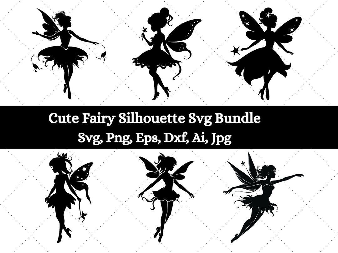 Cute Fairy Silhouette Svg Bundle, Tinkerbell Clip Art, Cut Files for ...