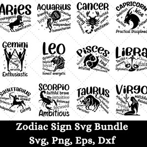 Zodiac Signs SVG Bundle, Astrology Signs svg, Zodiac Symbols svg, Constellation Signs svg, Astrology, Horoscope svg, Cut File for Cricut