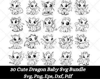 かわいいドラゴンの赤ちゃん SVG バンドル、漫画ドラゴン SVG、子供用ドラゴン SVG、赤ちゃんドラゴンのクリップアート、ドラゴンカットファイル Cricut、ドラゴンベクター、子供へのギフト