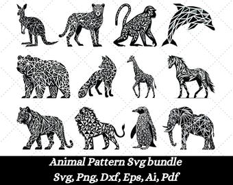 Animal Pattern Svg Bundle, Animal Shirt Design Svg, Animal Geometric Patterns Designs Svg Bundle, Wild Animal Svg, Animal Silhouette,