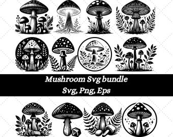 Mushroom Svg Bundle, Mushroom Clipart, Mystical Moon Mushroom Svg, Magic mushroom svg, Boho Mushroom Clipart, Mushroom Shirt, Magic Mushroom