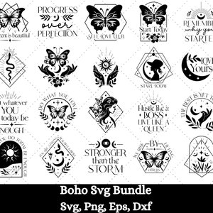 Boho SVG Bundle, Hippie Svg, Floral Moon Svg, Minimalist Svg, Boho Women Svg, File Designs for Cricut Silhouette, T-shirt Svg Design