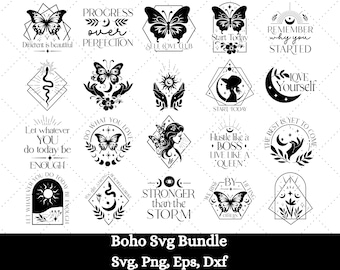 Boho SVG Bundle, Hippie Svg, Floral Moon Svg, Minimalist Svg, Boho Women Svg, File Designs for Cricut Silhouette, T-shirt Svg Design