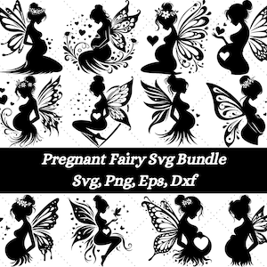 Pakiet Wróżki w Ciąży Svg, Pakiet Ciąży Svg, W Ciąży Svg, Macierzyństwo Svg, Wkrótce Svg, Kobiety w Ciąży Clip Art, Baby shower Svg