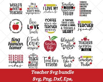 Bundle Svg enseignant, clipart enseignant, Svg citation enseignant, Svg vie enseignant, rentrée des classes Svg, Svg appréciation enseignant, sublimation Png, Dxf
