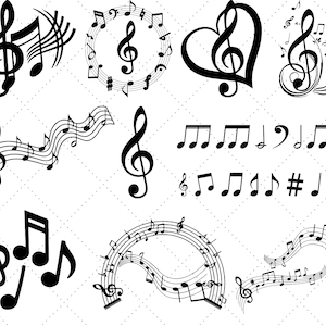Music Notes SVG, Music Note SVG Bundle, Music Notes Clipart, Music Symbols, Cricut, Silhouette, Template, Instant Download, Cutting Files