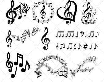 Music Notes SVG, Music Note SVG Bundle, Music Notes Clipart, Music Symbols, Cricut, Silhouette, Template, Instant Download, Cutting Files