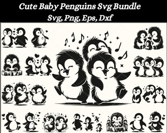 Baby Penguins Svg Bundle, Cute baby Penguins, Penguin Svg Bundle, Penguin Clipart, Kids Penguin, Nursery Art, Penguin Silhouette