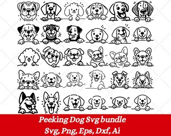 Peeking Dogs Svg Bundle, Playful Dog Svg, Peeking Dog Silhouette Svg, Peeking Dog Clipart, Peeking Dog Svg Files For Cricut, Dog Svg,