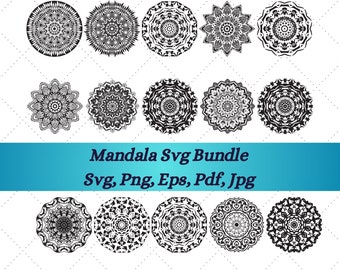 MANDALA SVG-bundel, MANDALA Clipart, Mandala Svg Cut-bestanden voor Cricut, Mandala Flower Svg, Mandala Design Svg, Mandala Monogram Svg