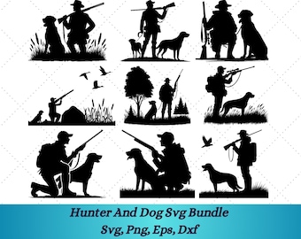 Hunter And Dog Svg Bundle, HUNTING SVG Bundle, Hunter Svg, Deer Hunting Svg, Hunting Clipart, Hunting Cut Files For Cricut, Duck Hunting Svg